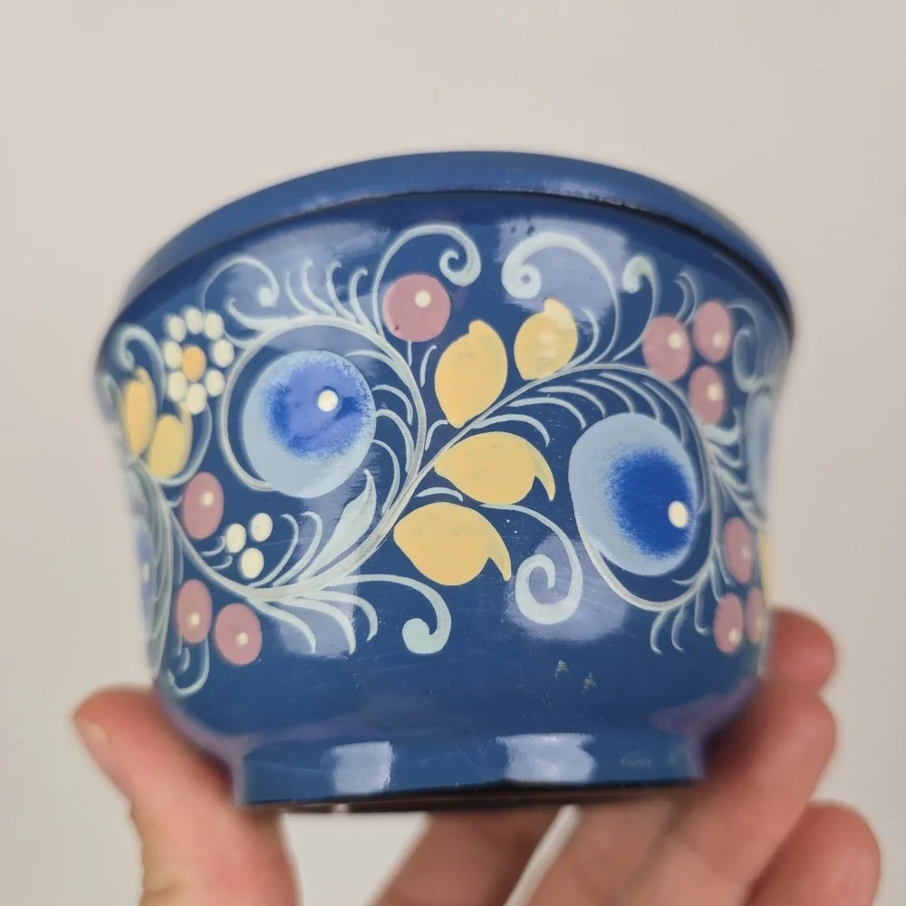 Floral Painted Russian Trinket Box Storage Box With A Lid